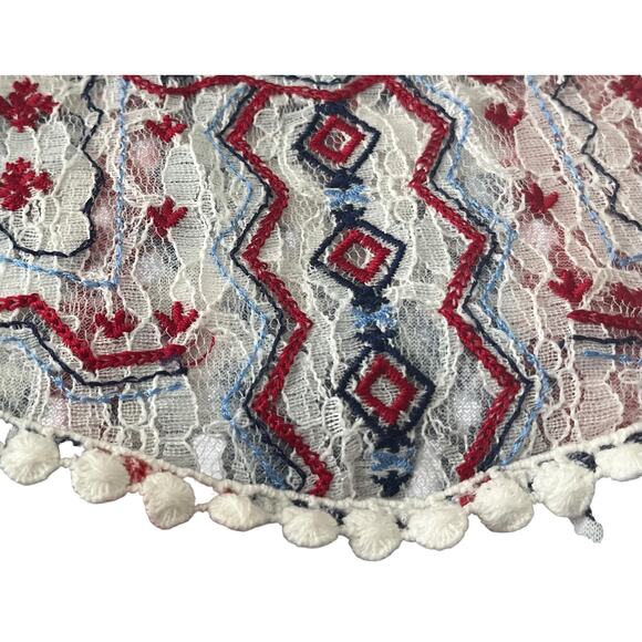 SIGNATURE STUDIO SHORT SLV PULL-OVER RND NECK, WOMENS, 22/24-RED WHITE BLUE FLOR - Picture 3 of 11